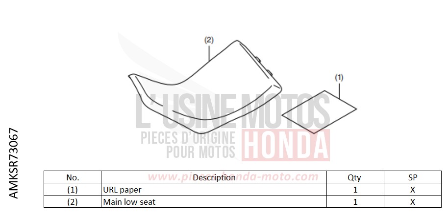 KIT,LOW SEAT *PBA04L* de Africa Twin DCT MAT BALLISTIC BLACK METALLIC (NHA86) 2022